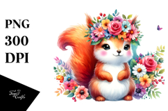 Cartoon Squirrel with Flower Crown, Transparent PNG Product Image 1