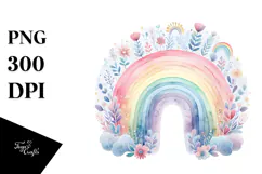 Pastel Rainbow Watercolor | Sublimation | Clipart Product Image 1