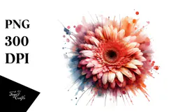 Gerbera in Watercolor, Transparent PNG Product Image 1