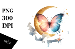 Cute Watercolor Butterfly with Splashes PNG Product Image 1