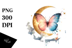 Cute Watercolor Butterfly with Splashes PNG Product Image 1