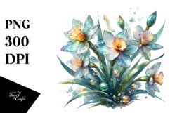 Watercolor Splash Glossy Narcissus | Sublimation | Clipart Product Image 3
