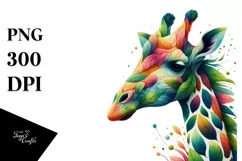 Abstract Vibrant Watercolor Giraffe, Transparent PNG Product Image 1