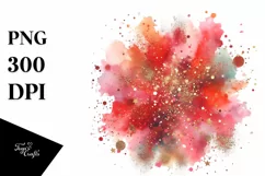Colorful Redish Watercolor Particles Glitery | Clipart Product Image 3