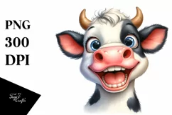 Cow Excited Funny Cow Portrait with Big Teeth | Sublimation Product Image 1