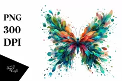 Abstract Vibrant Watercolor Butterfly, Transparent PNG Product Image 3