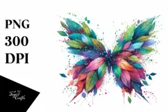 Abstract Vibrant Watercolor Butterfly, Transparent PNG Product Image 1
