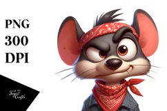 Whimsical Mouse with Bandana PNG Product Image 1