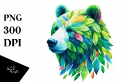 Abstract Vibrant Watercolor Bear, Transparent PNG Product Image 1