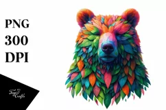 Abstract Vibrant Watercolor Bear, Transparent PNG Product Image 1