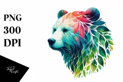 Abstract Vibrant Watercolor Bear, Transparent PNG Product Image 3