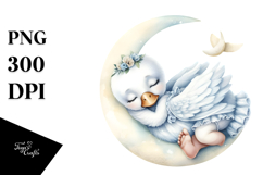 Summer Moon Swan Baby Watercolor Cute Clipart Product Image 1