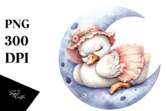 Summer Moon Swan Baby Watercolor Cute Clipart Product Image 1