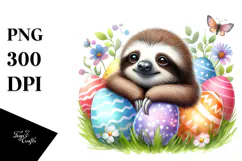 Digital Watercolor Baby Sloth PNG Product Image 1