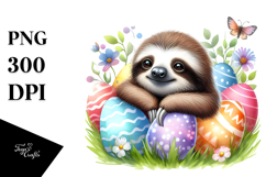 Digital Watercolor Baby Sloth PNG Product Image 1