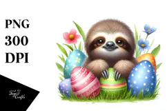 Digital Watercolor Baby Sloth PNG Product Image 1
