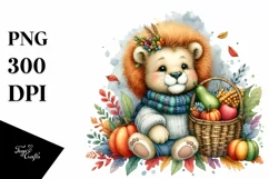 Baby Lion Vegetable Basket Clipart Product Image 3