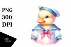 Summer Duck Baby Sailor Suit Watercolor Vibrant Clipart Product Image 4