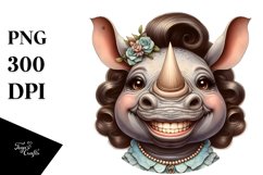Detailed Rhino Smiling | Sublimation | Clipart Product Image 1