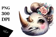 Detailed Rhino Smiling | Sublimation | Clipart Product Image 1