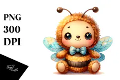 Vibrant Colorful Old Plush Bee | Sublimation | Clipart Product Image 1