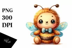 Vibrant Watercolor Brownish Baby Bee | Clipart Product Image 3