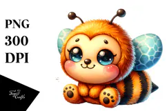 Vibrant Colorful Old Plush Bee | Sublimation | Clipart Product Image 1