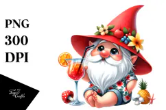 Whimsical Cocktail Gnome Watercolor PNG Product Image 1