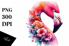 Flower Flamingo Abstract | Watercolor Clipart Product Image 1