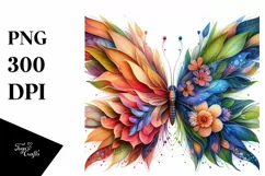 Abstract Vibrant Watercolor Butterfly, Transparent PNG Product Image 1