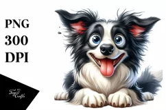 Crazy Border Collie Funny | Watercolor Clipart Product Image 1