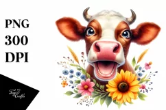 Cow Enthusiastic Cow Portrait with Large Goofy Smile | Product Image 1