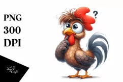Thoughtfull Watercolor Rooster Clipart: Sublimation Clipart Product Image 3