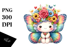 Cartoon-Style Sitting Butterfly Flower Crown | Clipart Product Image 1