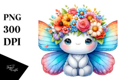Cartoon-Style Sitting Butterfly Flower Crown | Clipart Product Image 1