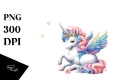 Baby Unicorn in Baroque Garden PNG Product Image 1