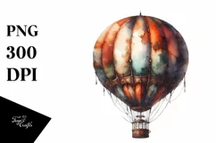 Vintage Rusty Hot Air Balloon with Flowers PNG Product Image 3