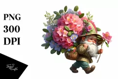 Digital Painting of Gnome with Rhododendron Bouquet Product Image 1