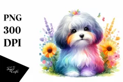 Cute Colorful Havanese Watercolor | Sublimation | Clipart Product Image 1