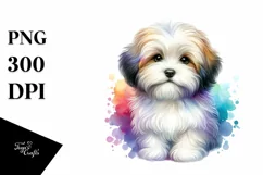 Cute Colorful Havanese Watercolor | Sublimation | Clipart Product Image 1