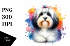 Cute Colorful Havanese Watercolor | Sublimation | Clipart Product Image 3