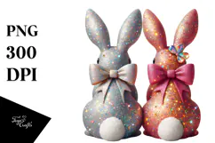 Colorful Vintage Bunny Sitting PNG Product Image 1