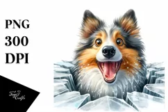 Cute Crazy Looking Watercolor Collie | Clipart Product Image 1