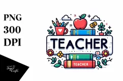 Simple Books Teacher Summer Flower PNG Product Image 3