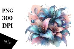 Abstract Pastel Lobelia with Metallic Inserts | Clipart Product Image 3