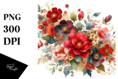 Red Flowers with Gold Insertions, Transparent PNG Product Image 1