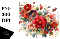 Red Flowers with Gold Insertions, Transparent PNG Product Image 1