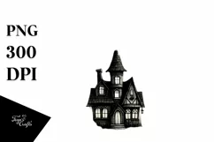 Vintage Halloween Scene with Witch, Transparent PNG Product Image 3