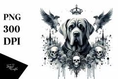 Watercolor Gothic Dog Summer Sticker Flower Clipart Product Image 3