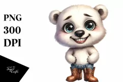 Polar Bear Big Eyes Standing Up Human Like Cowboy Boots Product Image 3